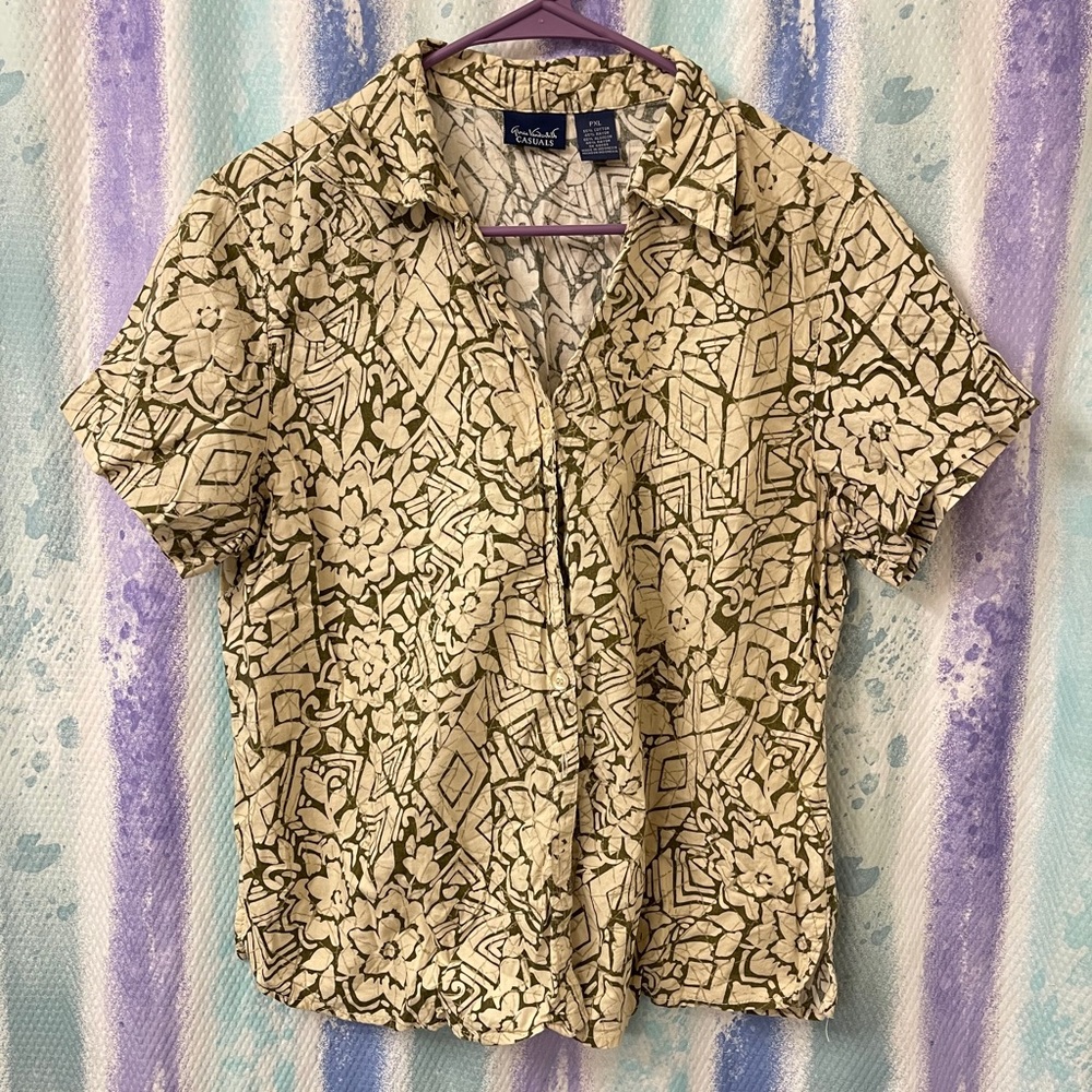 Gloria Vanderbilt size PXL floral cotton blouse